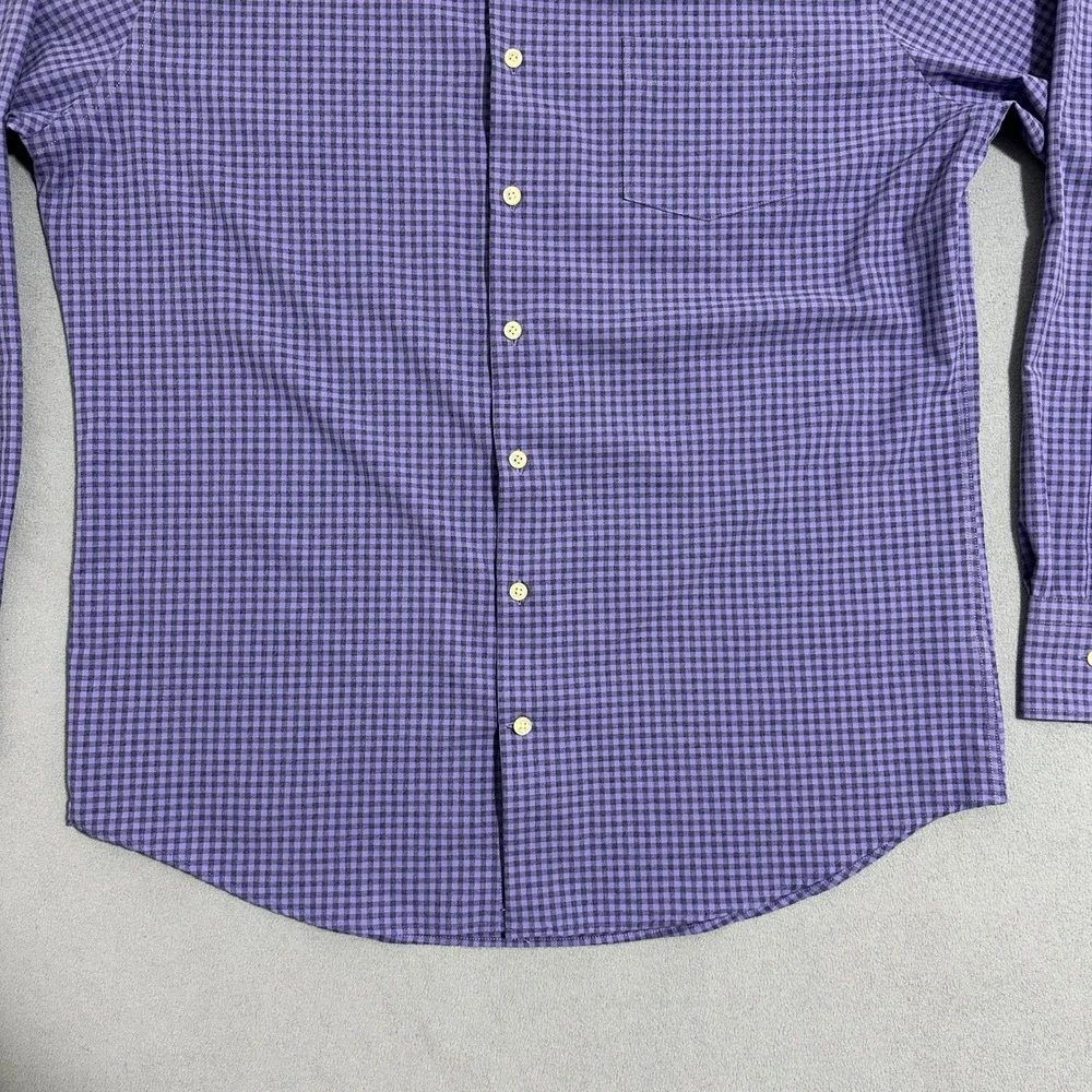 Peter Millar‎ Gingham Check Button Down Shirt Long Sleeve Purple Mens Size Large